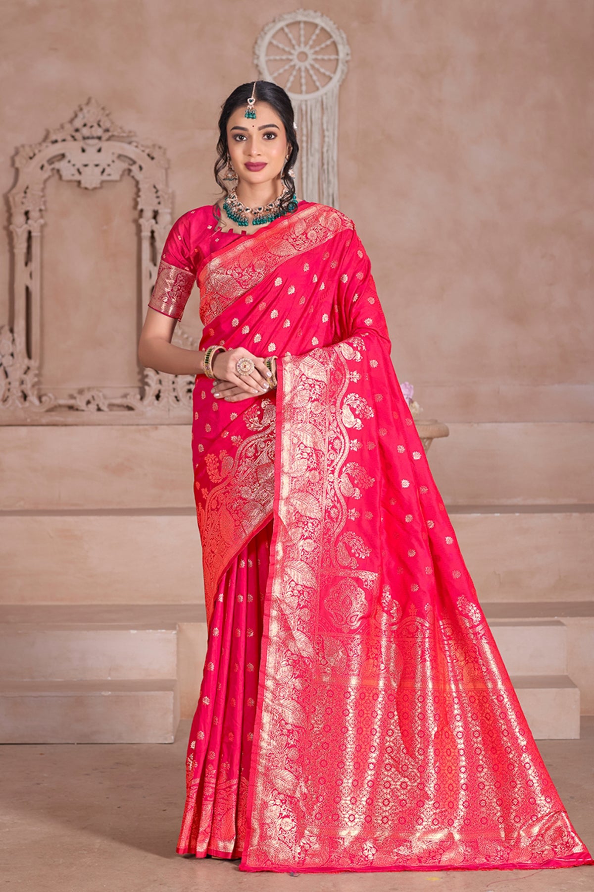 Pink Banarasi Silk Saree for Women – Traditional & Elegant Ethnic Wear
