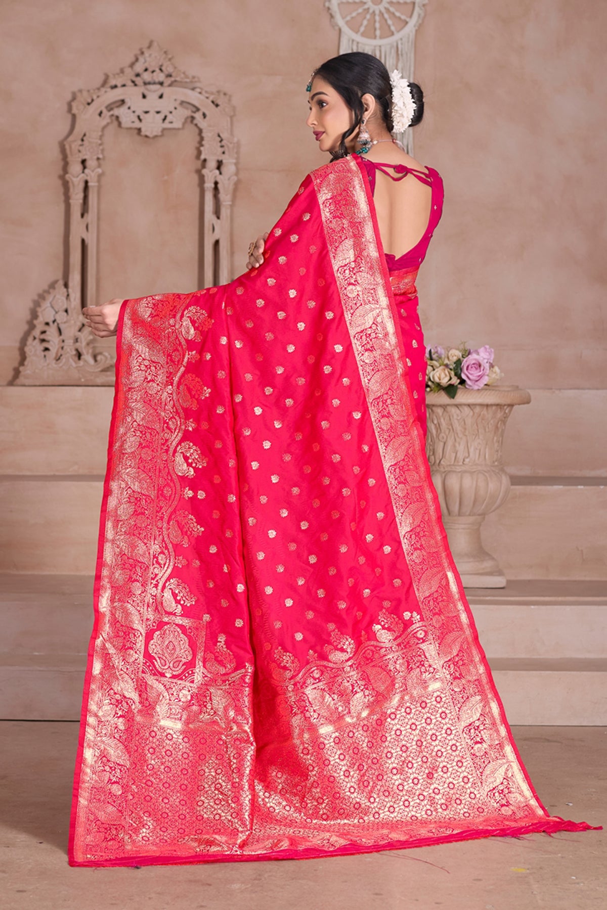 Pink Banarasi Silk Saree for Women – Traditional & Elegant Ethnic Wear