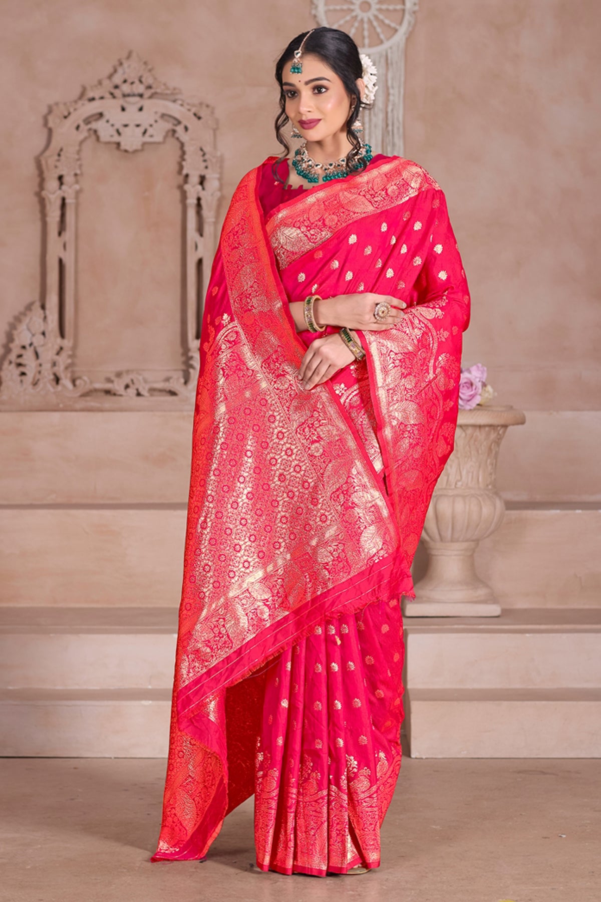 Pink Banarasi Silk Saree for Women – Traditional & Elegant Ethnic Wear