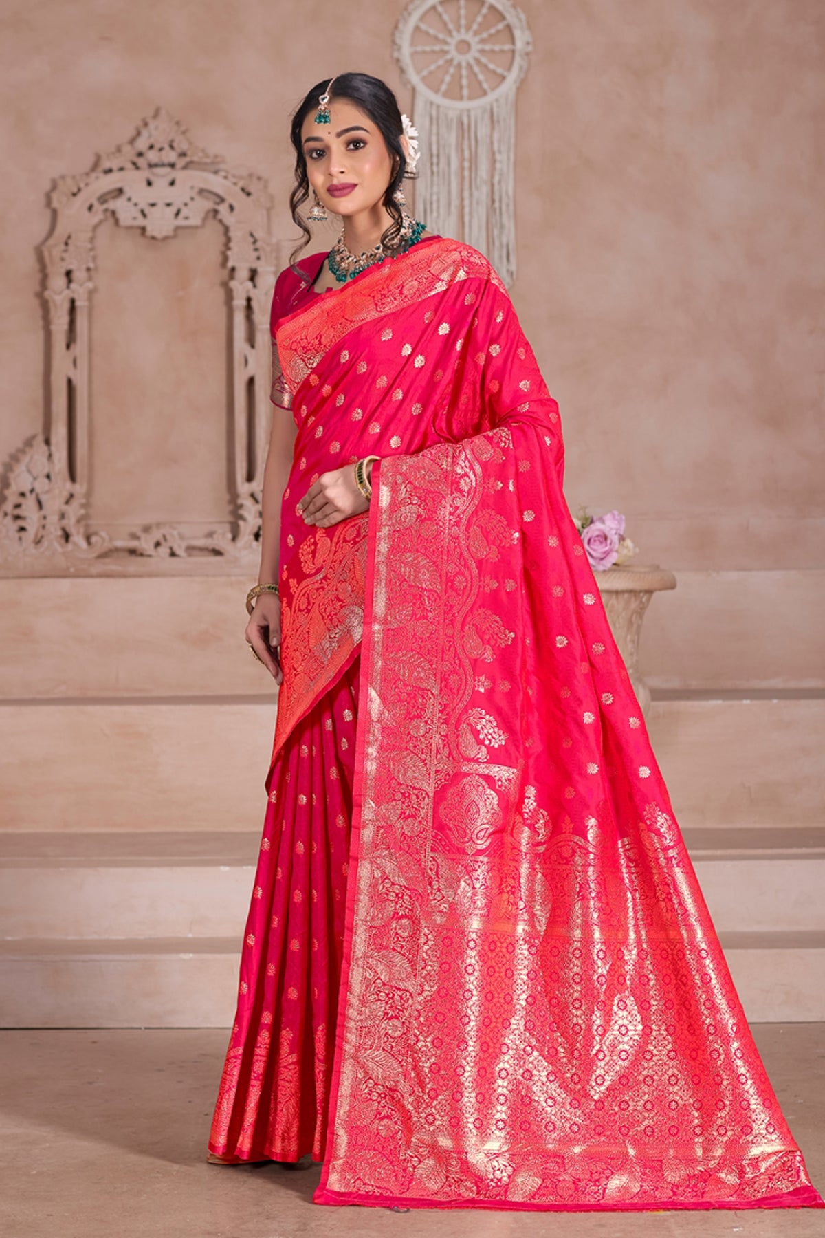 Pink Banarasi Silk Saree for Women – Traditional & Elegant Ethnic Wear