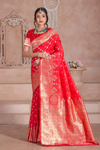 Red Banarasi Silk Saree for Women – Traditional & Elegant Ethnic Wear