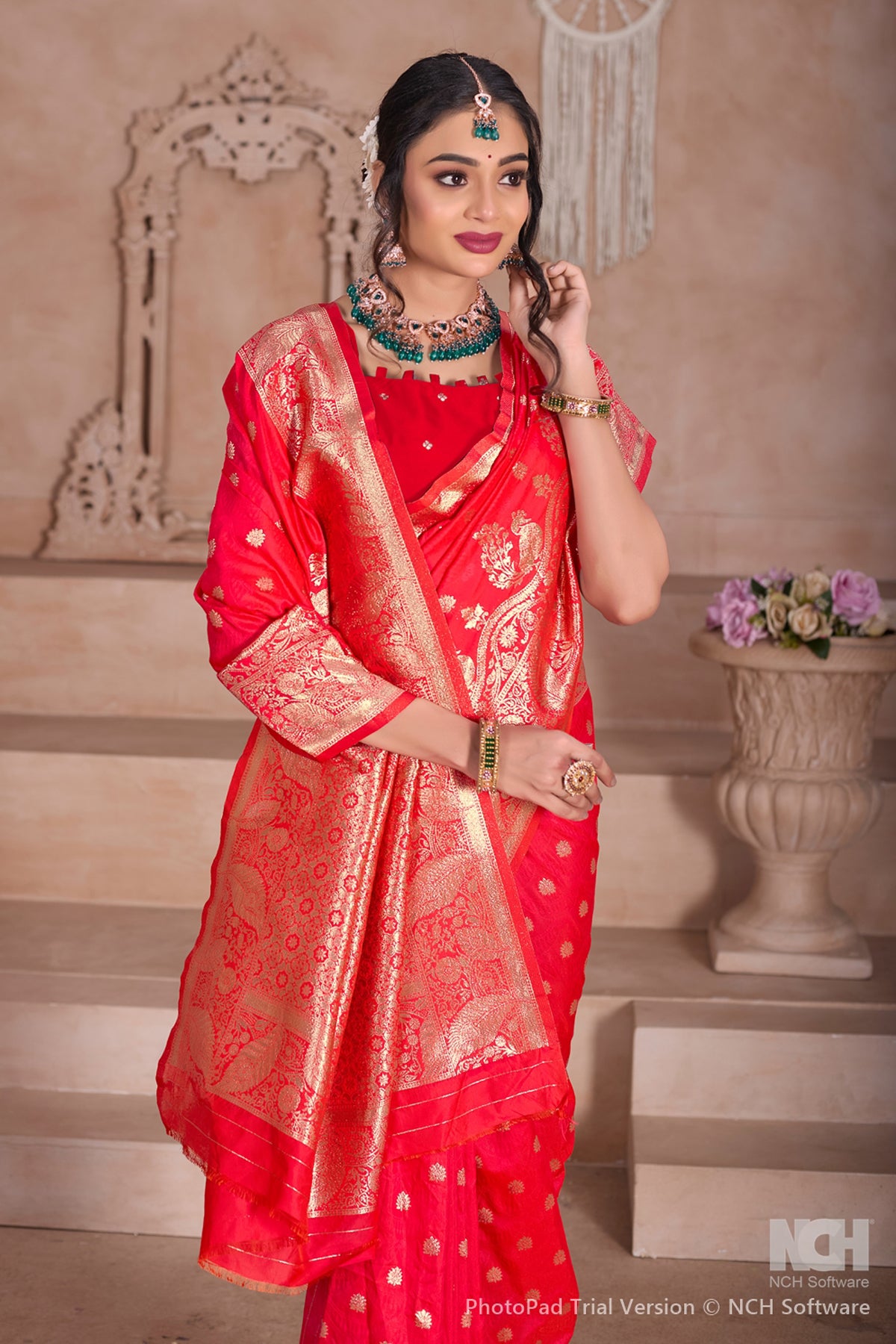 Red Banarasi Silk Saree for Women – Traditional & Elegant Ethnic Wear