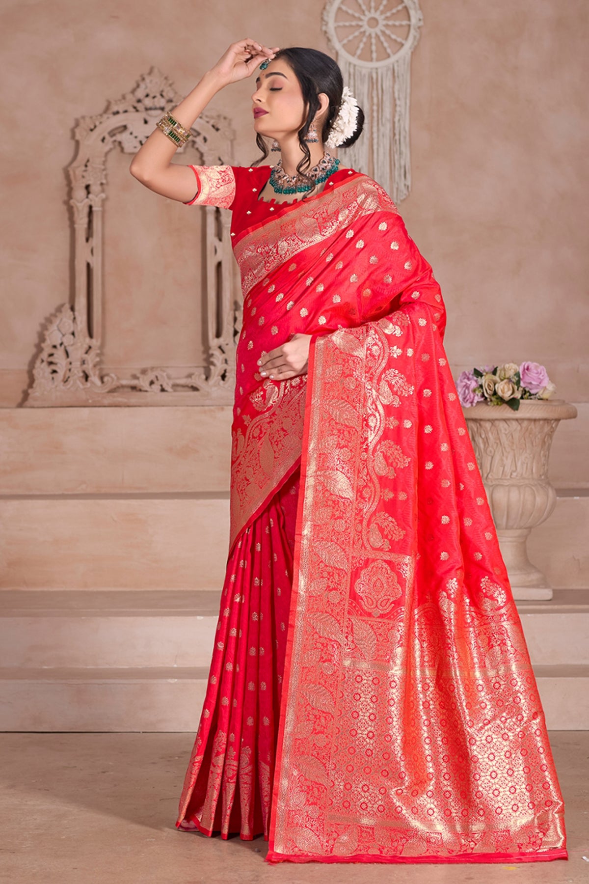 Red Banarasi Silk Saree for Women – Traditional & Elegant Ethnic Wear