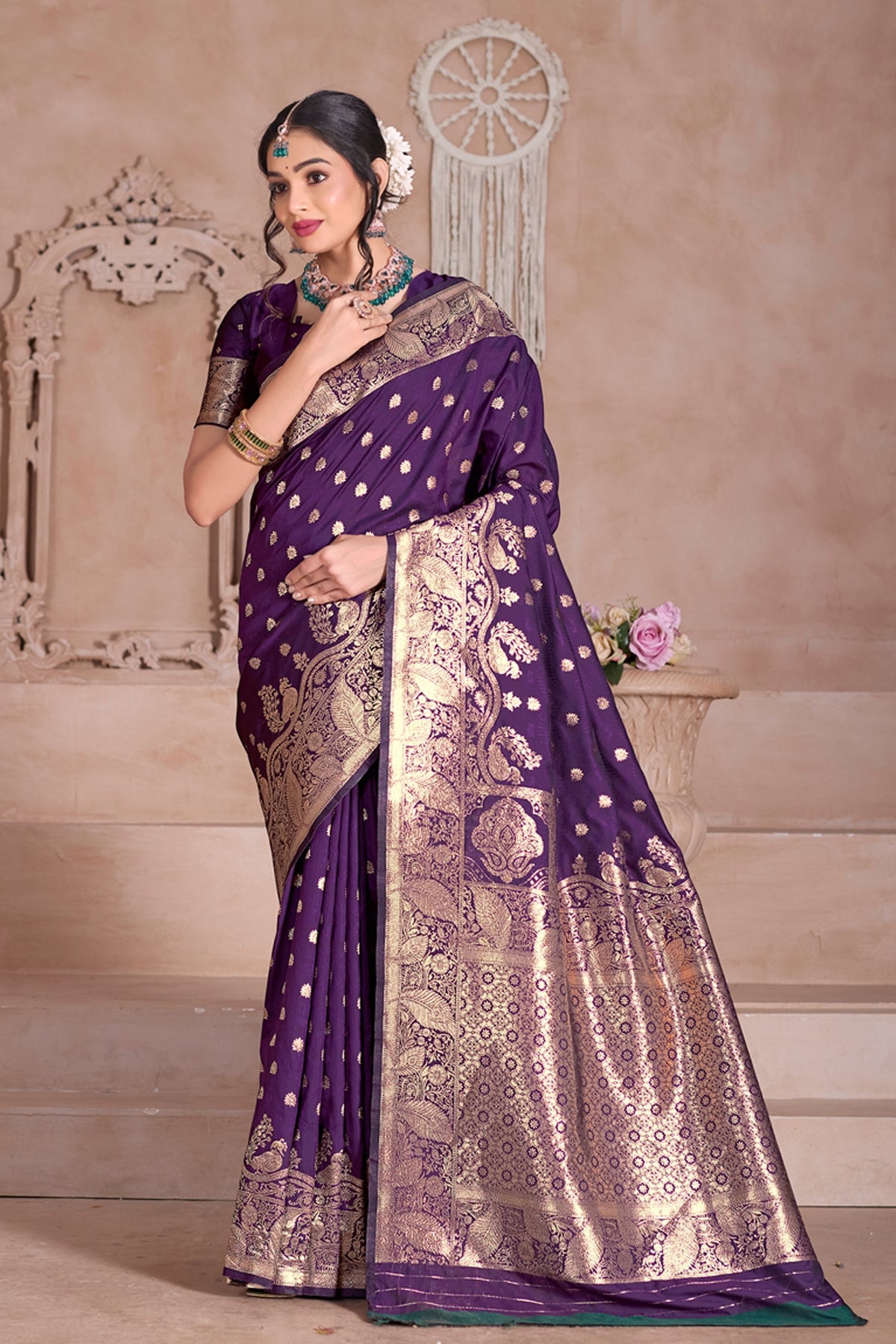 Wine Banarasi Silk Saree for Women – Traditional & Elegant Ethnic Wear