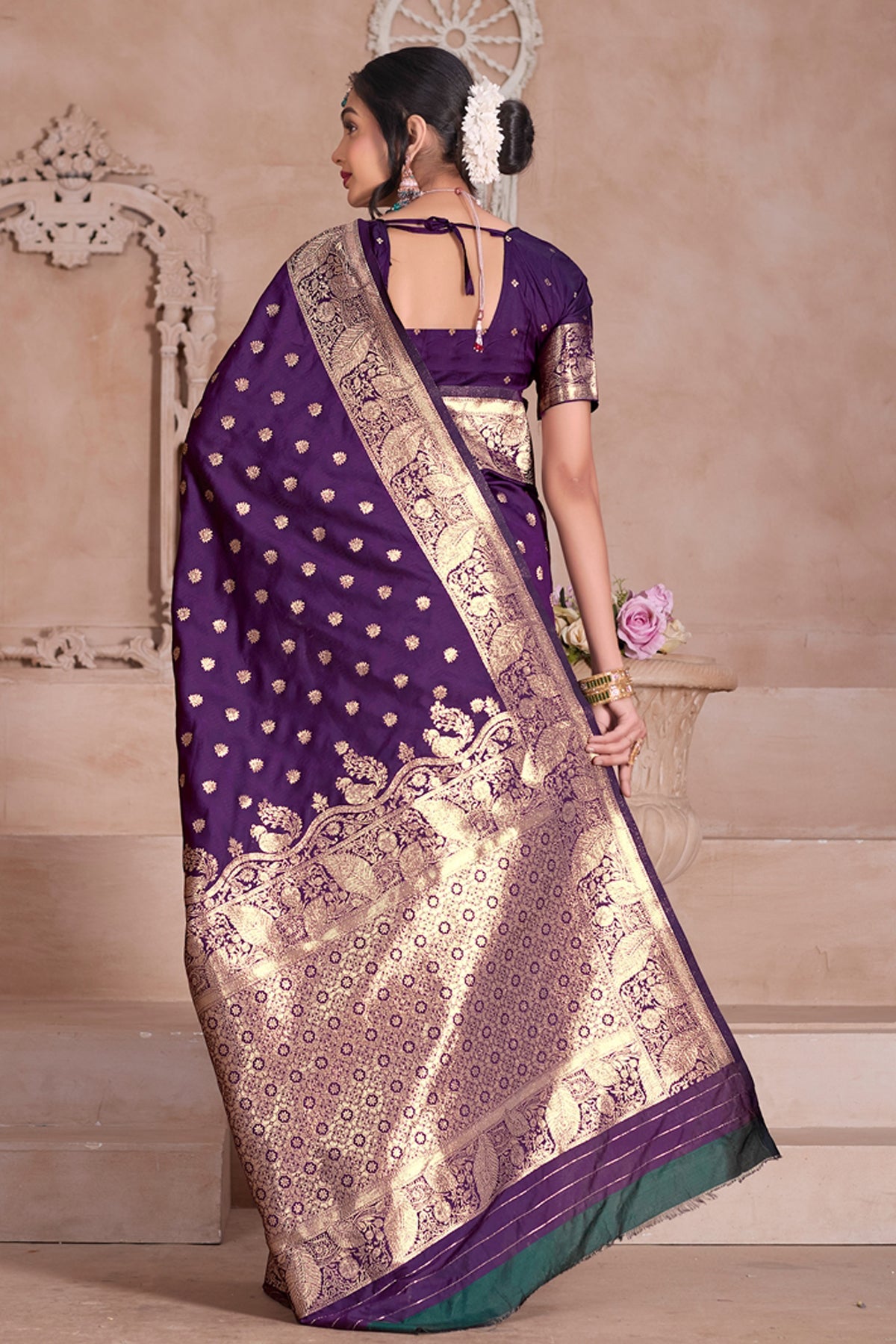 Wine Banarasi Silk Saree for Women – Traditional & Elegant Ethnic Wear