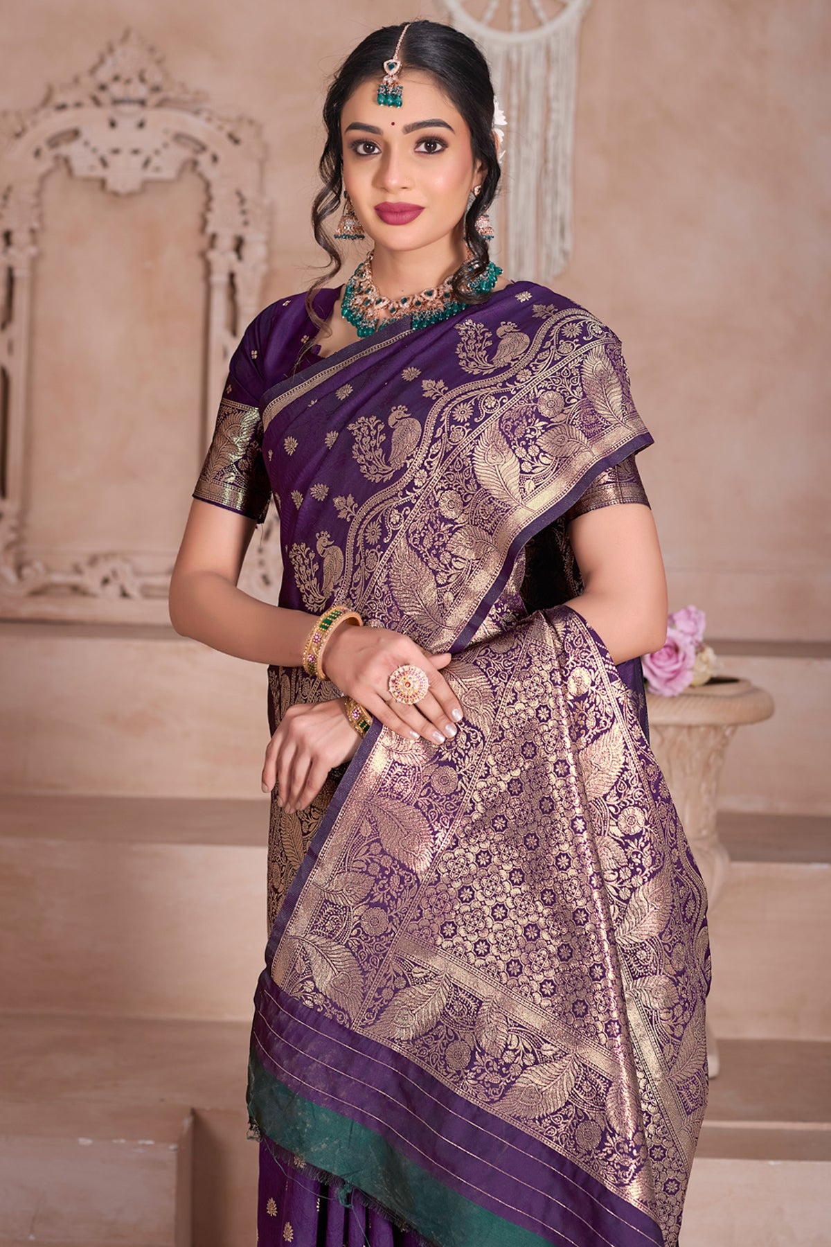 Wine Banarasi Silk Saree for Women – Traditional & Elegant Ethnic Wear