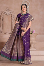 Wine Banarasi Silk Saree for Women – Traditional & Elegant Ethnic Wear