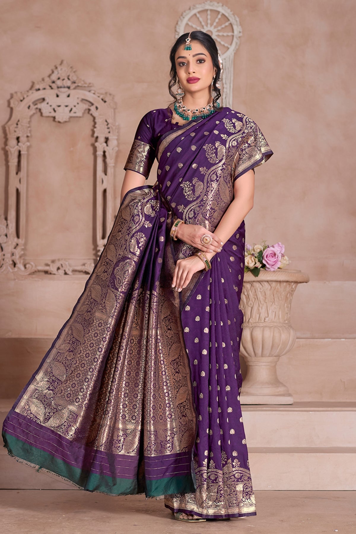 Wine Banarasi Silk Saree for Women – Traditional & Elegant Ethnic Wear