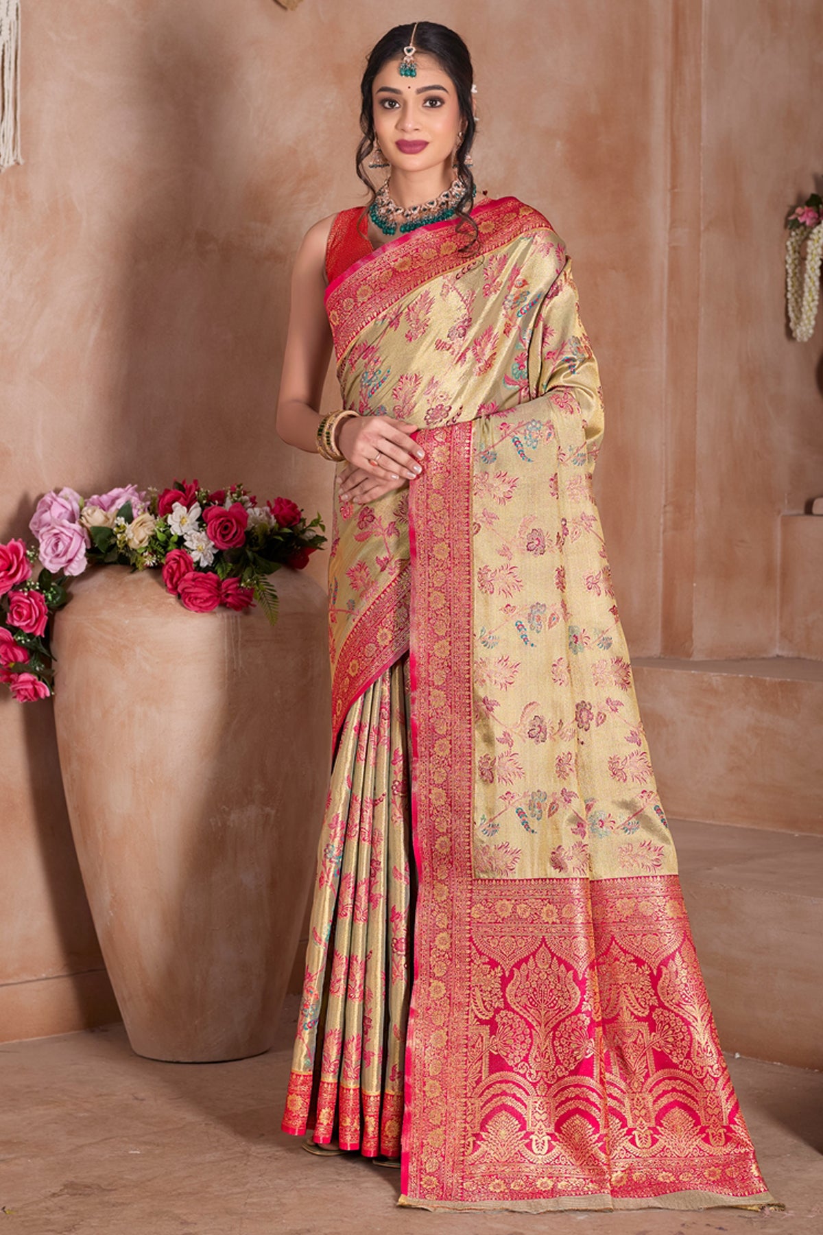 Pink Art Silk Saree for Women – Elegant Traditional Ethnic Wear