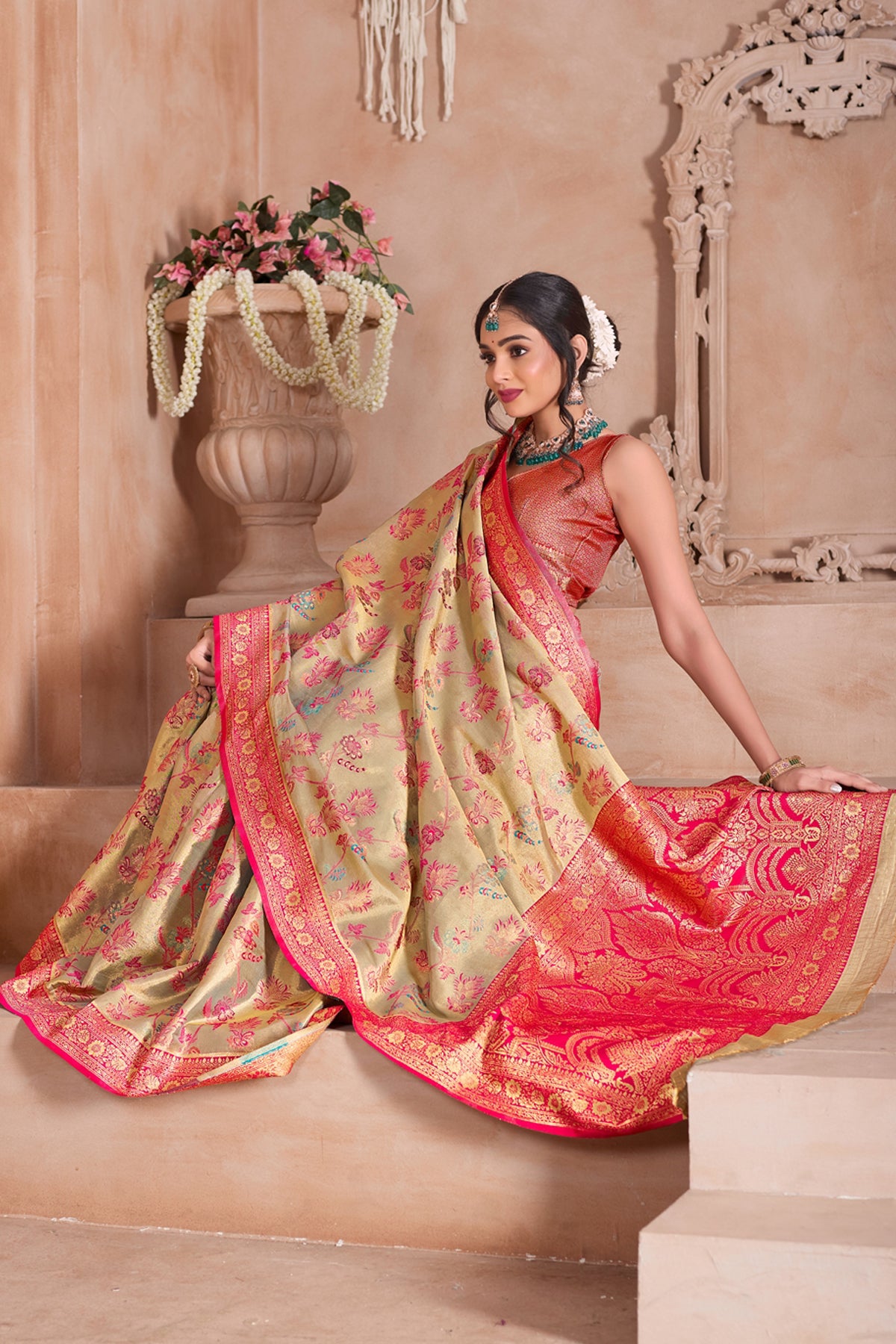Pink Art Silk Saree for Women – Elegant Traditional Ethnic Wear