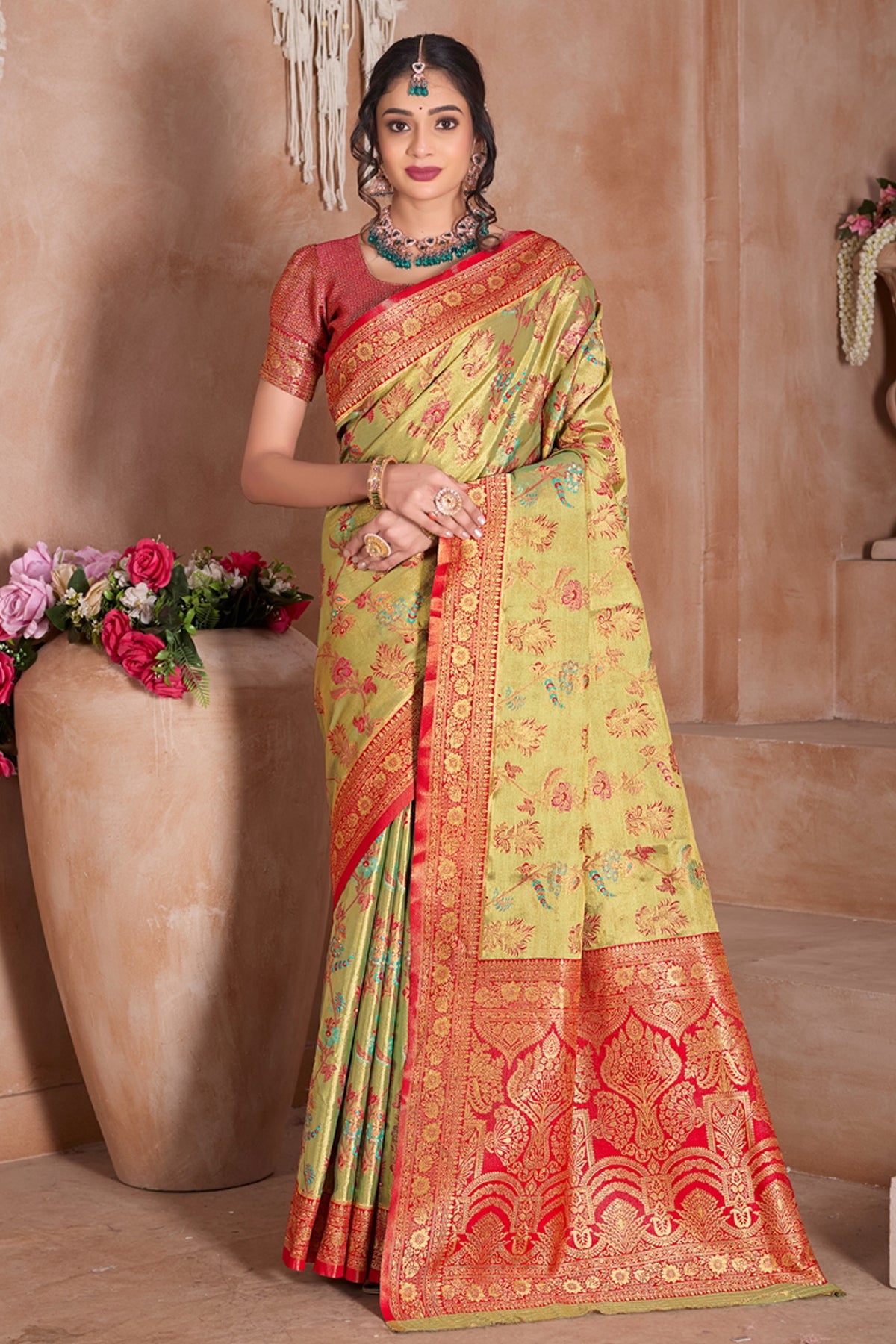 Red Art Silk Saree for Women – Elegant Traditional Ethnic Wear