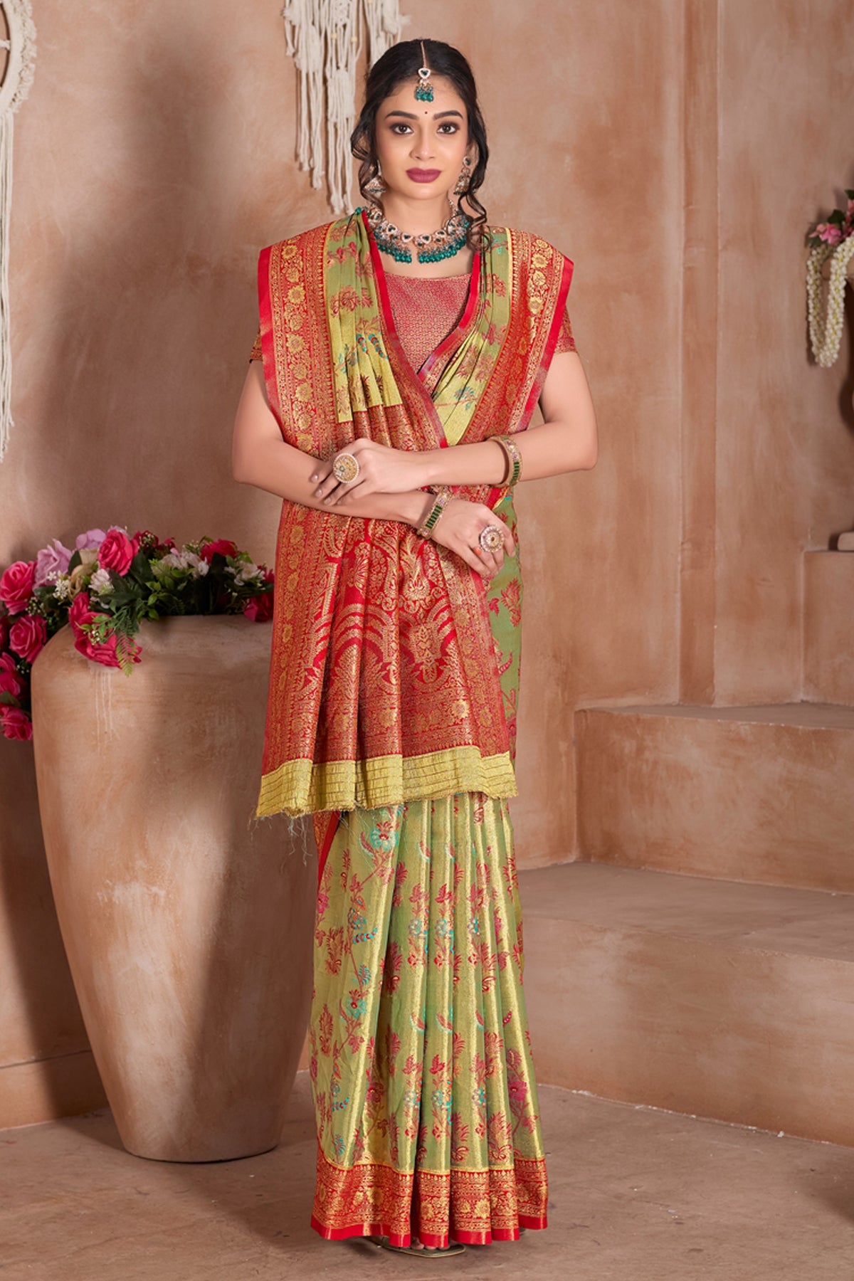 Red Art Silk Saree for Women – Elegant Traditional Ethnic Wear