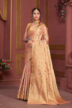 Coral Art Silk Saree for Women – Elegant Ethnic Wear