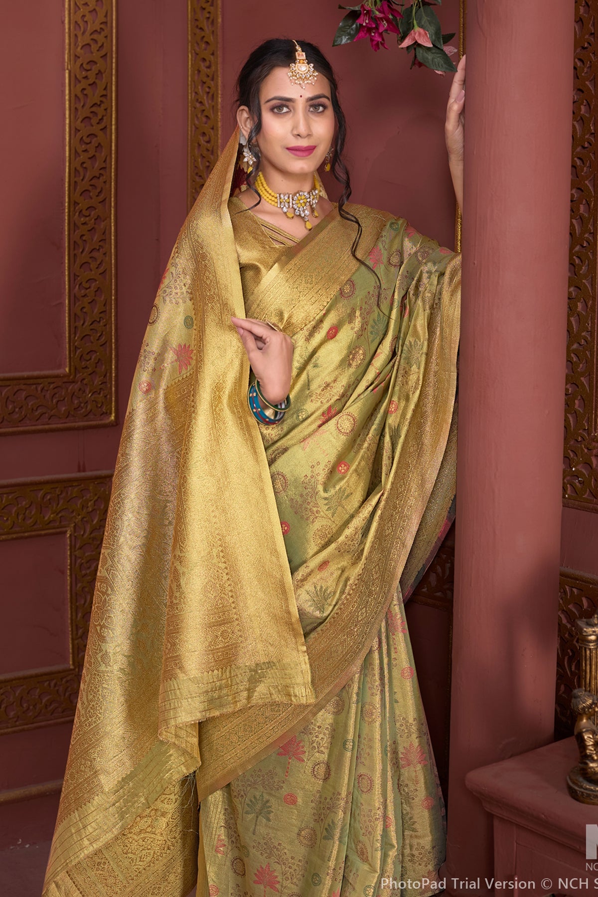 Mahendi Art Silk Saree for Women – Elegant Ethnic Wear