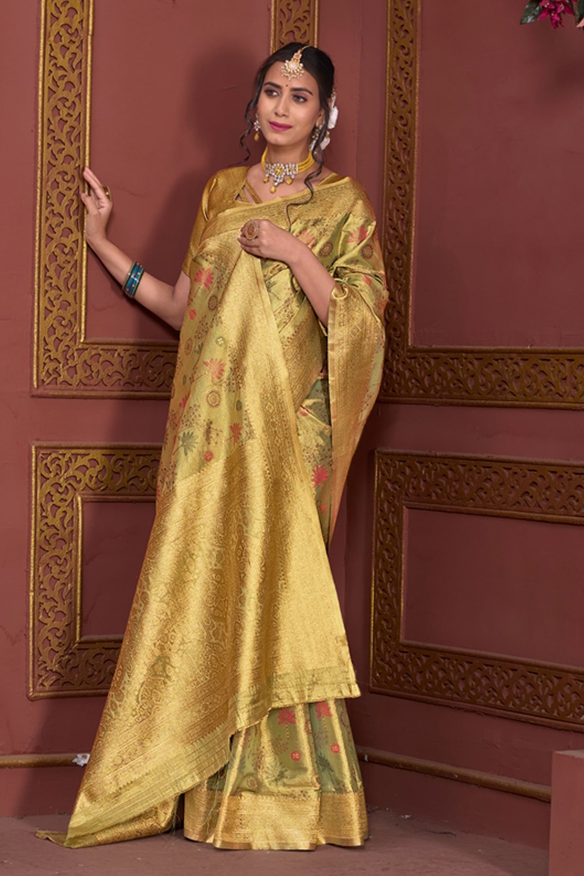 Mahendi Art Silk Saree for Women – Elegant Ethnic Wear
