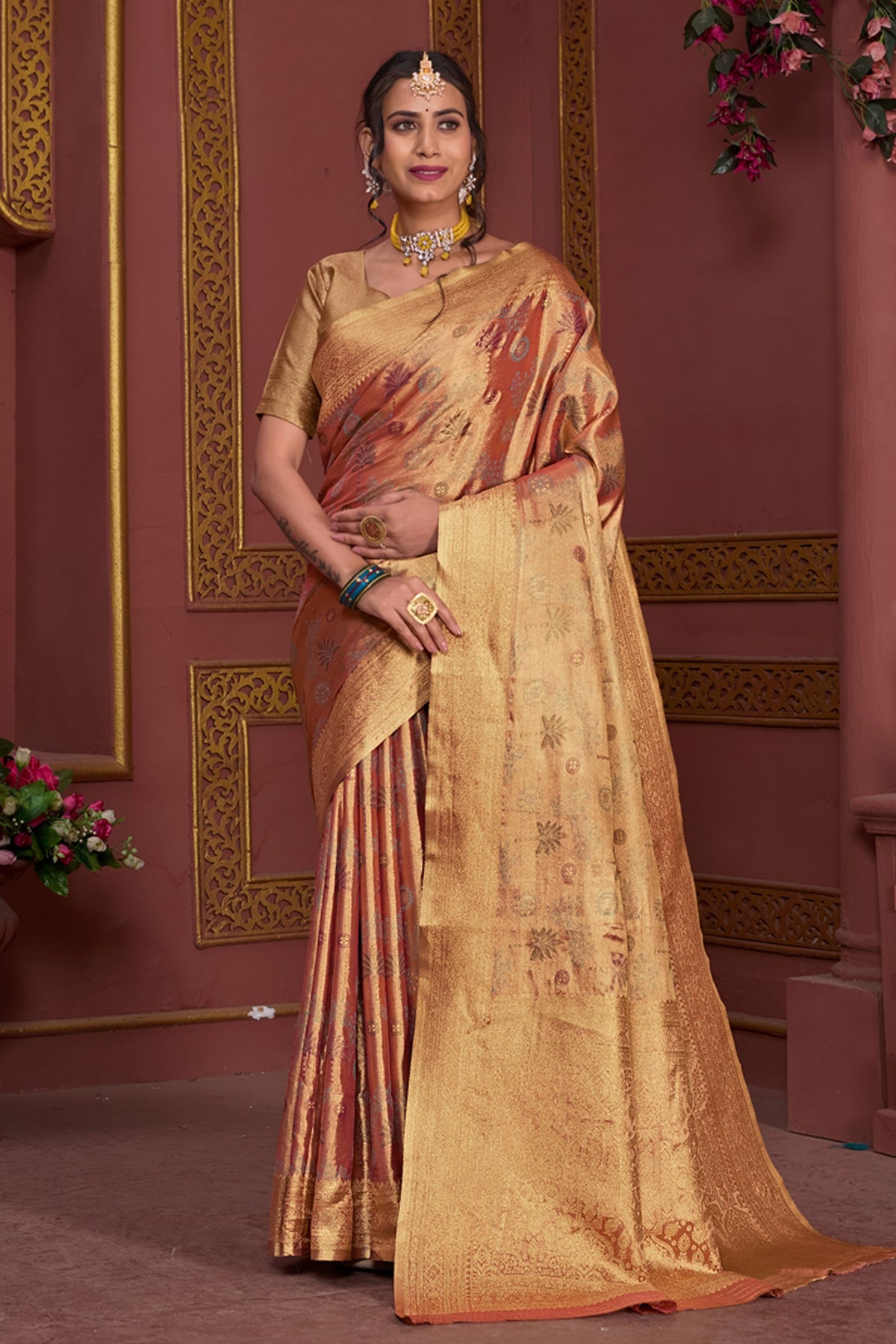 Orange Art Silk Saree for Women – Elegant Ethnic Wear