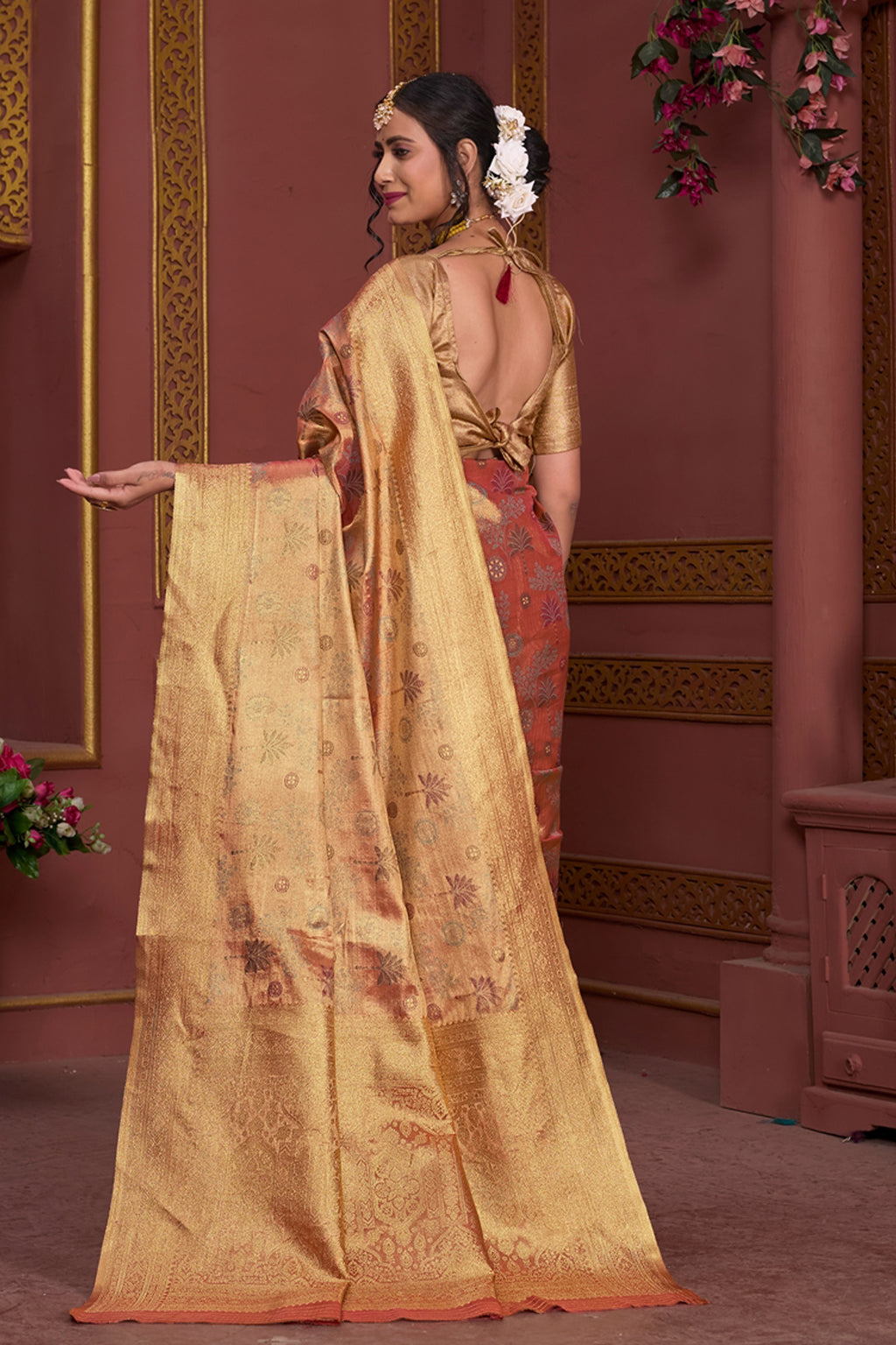 Orange Art Silk Saree for Women – Elegant Ethnic Wear