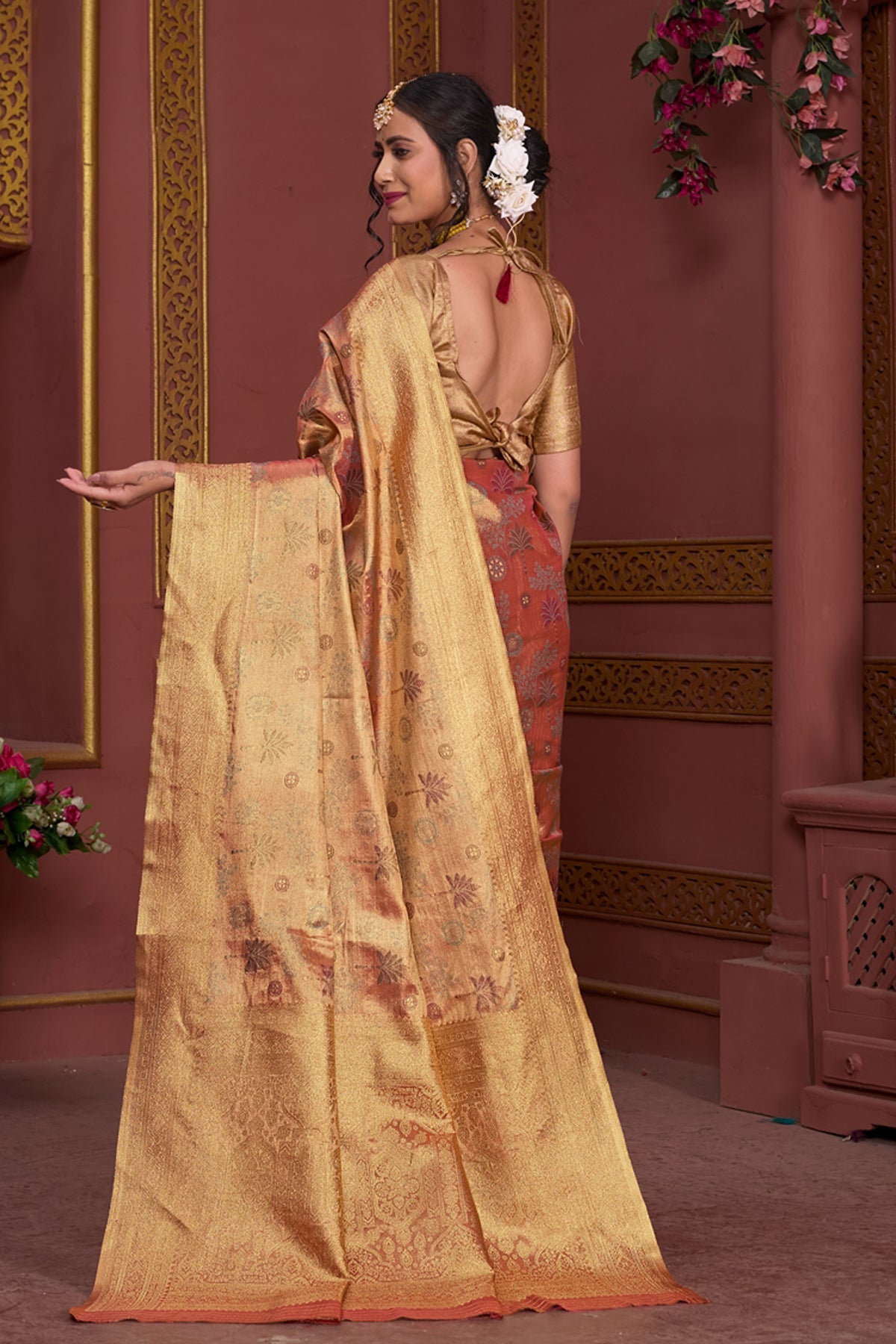 Orange Art Silk Saree for Women – Elegant Ethnic Wear