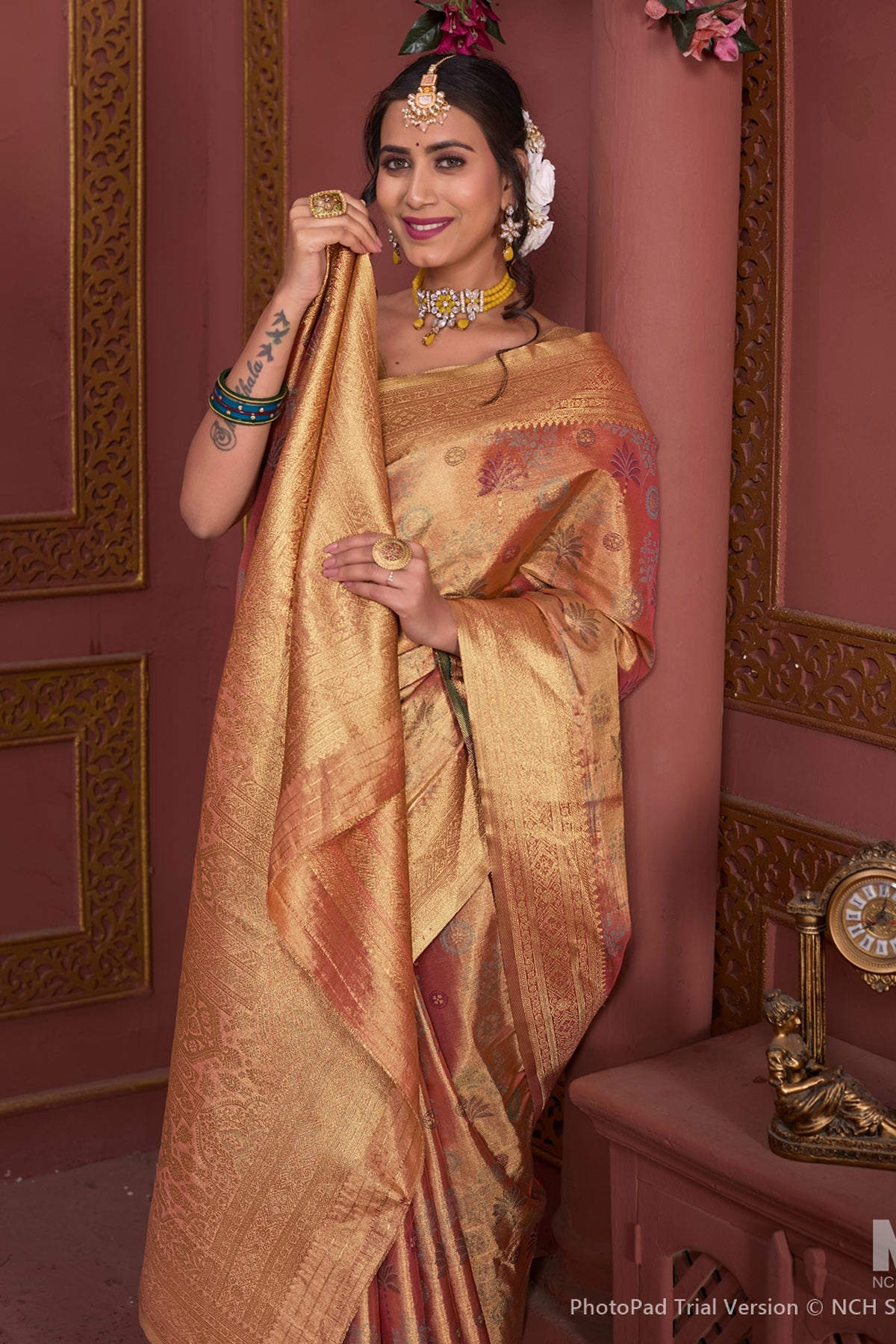 Orange Art Silk Saree for Women – Elegant Ethnic Wear