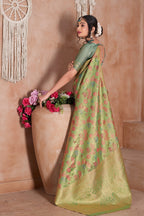 Pista Art Silk Saree for Women – Elegant Ethnic Wear