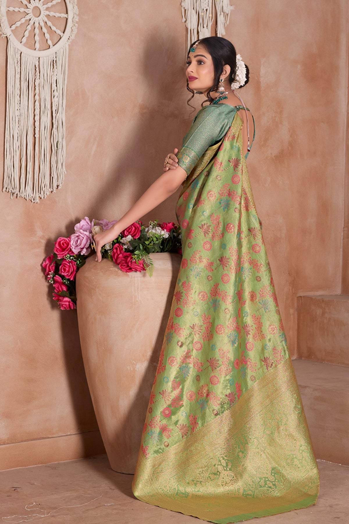 Pista Art Silk Saree for Women – Elegant Ethnic Wear