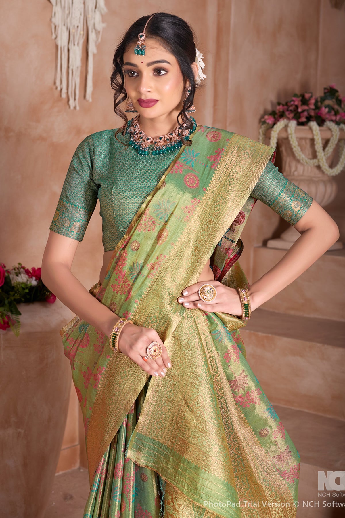 Pista Art Silk Saree for Women – Elegant Ethnic Wear