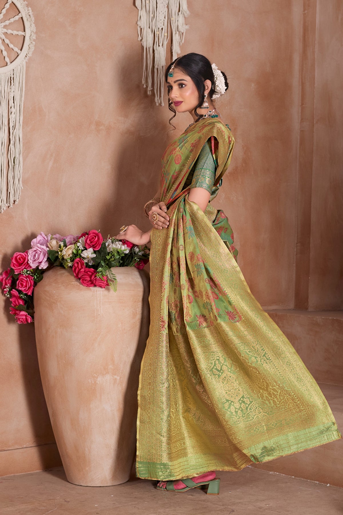 Pista Art Silk Saree for Women – Elegant Ethnic Wear