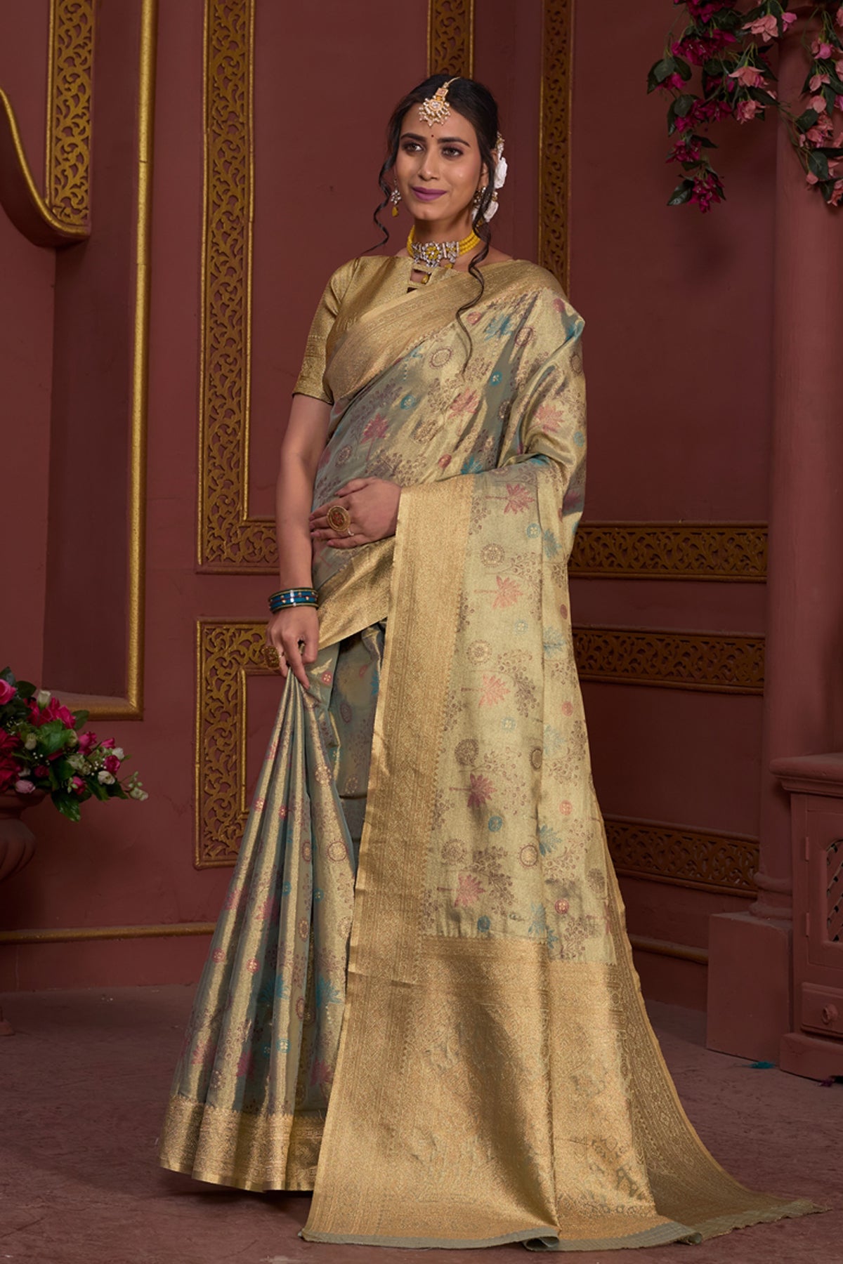 Teal Art Silk Saree for Women – Elegant Ethnic Wear