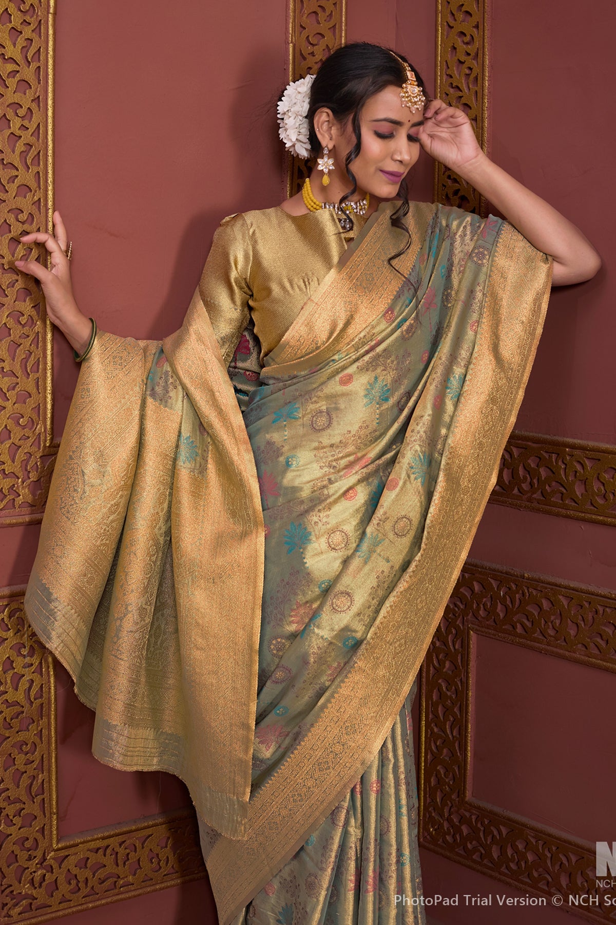 Teal Art Silk Saree for Women – Elegant Ethnic Wear