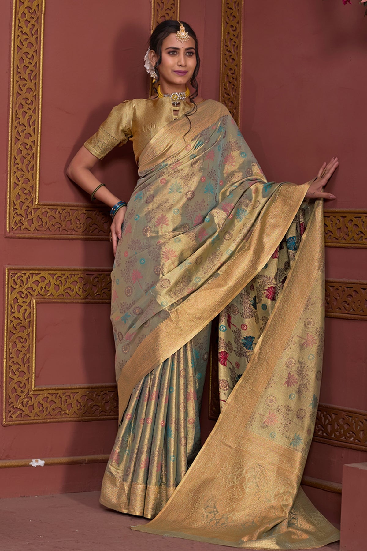Teal Art Silk Saree for Women – Elegant Ethnic Wear