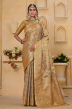 Cream Banarasi Silk Saree for Women – Traditional & Elegant Ethnic Wear