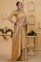 Cream Banarasi Silk Saree for Women – Traditional & Elegant Ethnic Wear