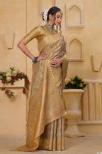 Cream Banarasi Silk Saree for Women – Traditional & Elegant Ethnic Wear