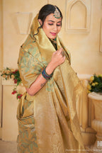 Gold Banarasi Silk Saree for Women – Traditional & Elegant Ethnic Wear