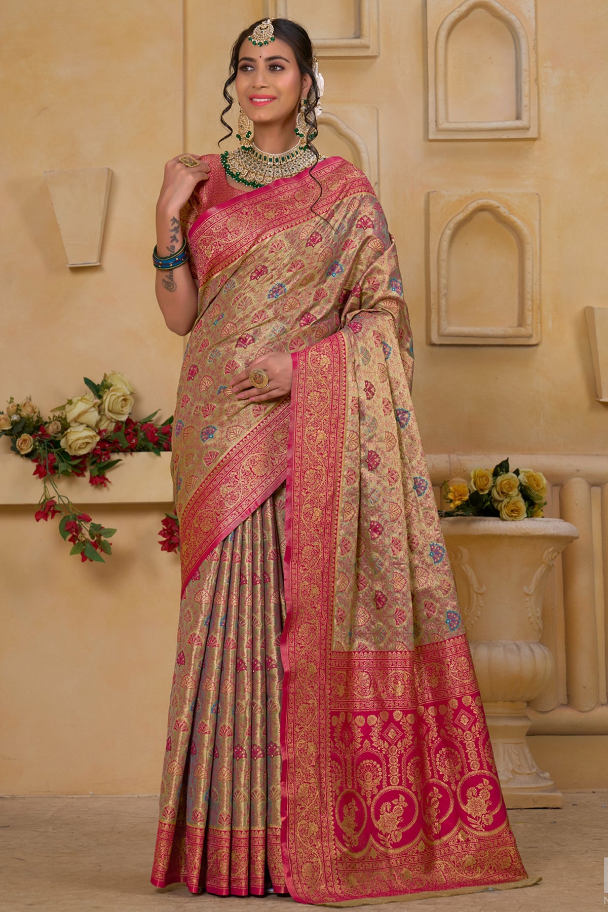 Pink Art Silk Saree for Women – Elegant Traditional Ethnic Wear