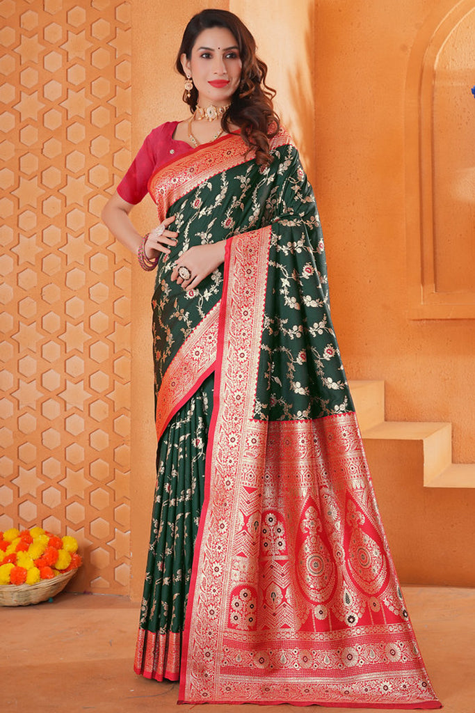 Green Silk Saree for Women – Elegant Traditional Ethnic Wear