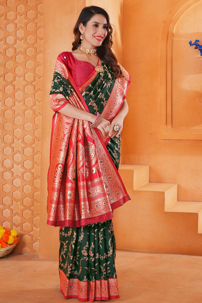 Green Silk Saree for Women – Elegant Traditional Ethnic Wear