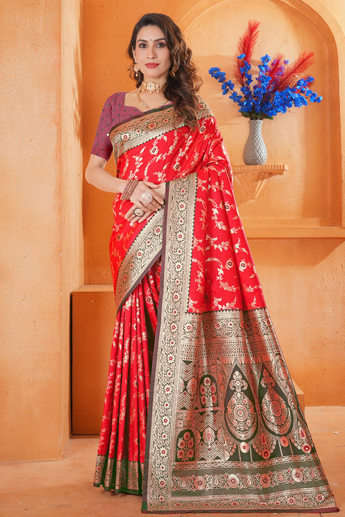 Red Silk Saree for Women – Elegant Traditional Ethnic Wear