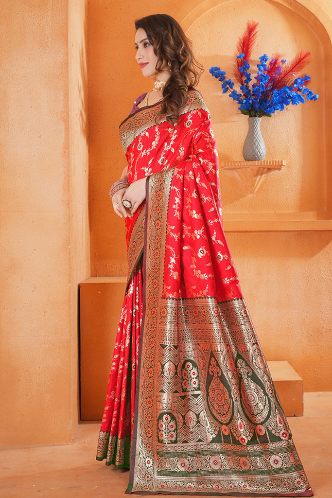 Red Silk Saree for Women – Elegant Traditional Ethnic Wear
