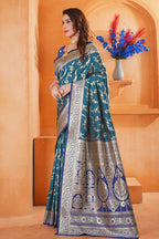 Teal Silk Saree for Women – Elegant Traditional Ethnic Wear