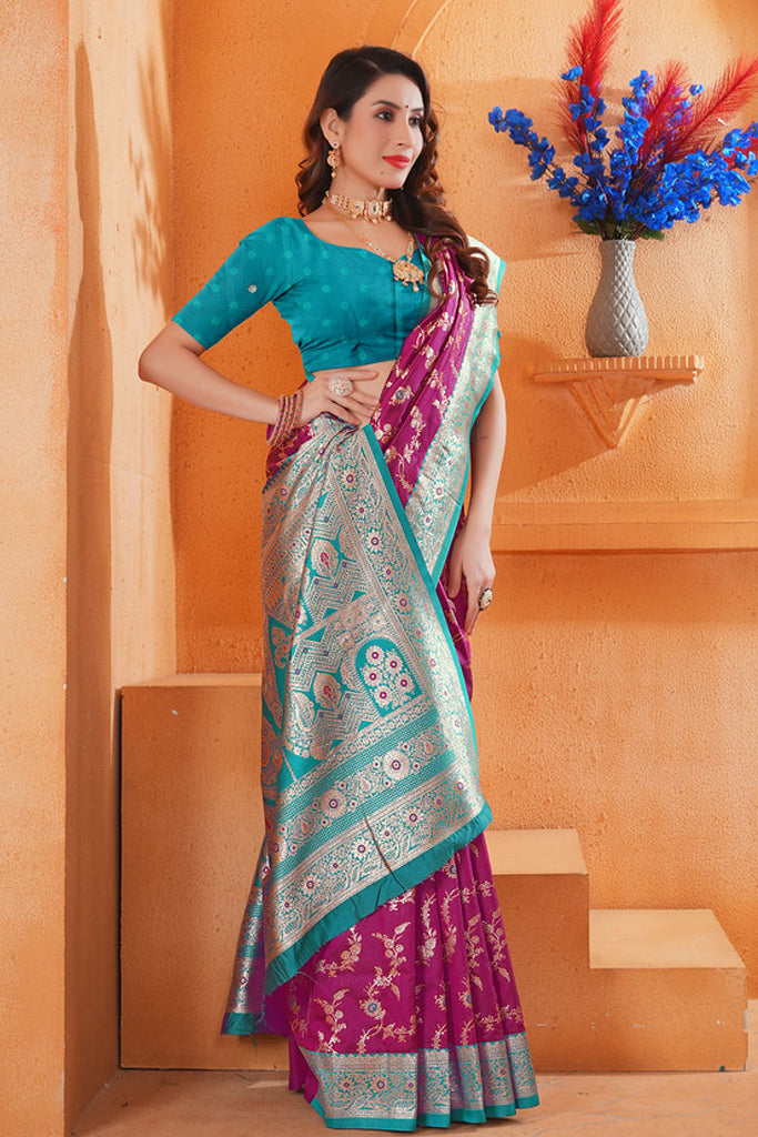 Violet  Silk Saree for Women – Elegant Traditional Ethnic Wear
