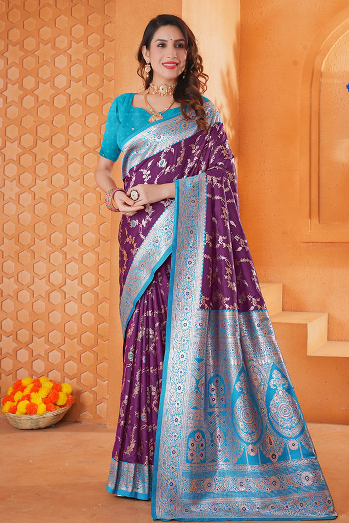 Wine Silk Saree for Women – Elegant Traditional Ethnic Wear