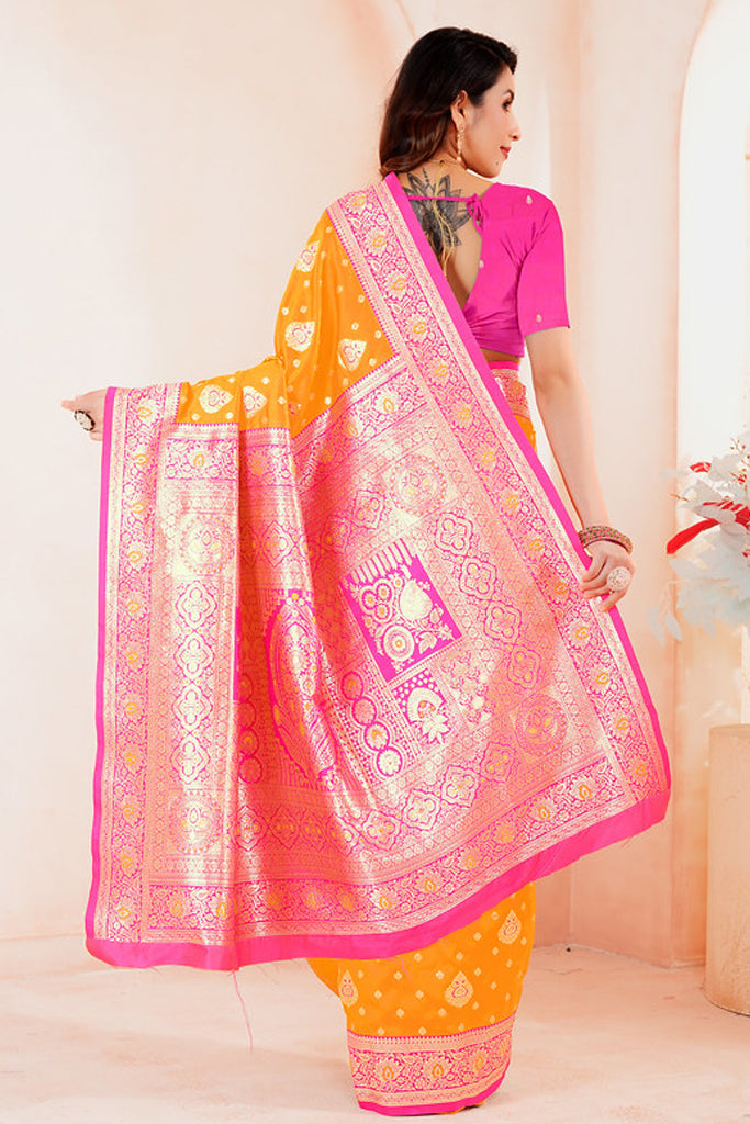 Mustard Banarasi Silk Saree for Women – Traditional & Elegant Ethnic Wear