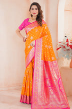 Mustard Banarasi Silk Saree for Women – Traditional & Elegant Ethnic Wear