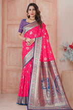 Pink Banarasi Silk Saree for Women – Traditional & Elegant Ethnic Wear