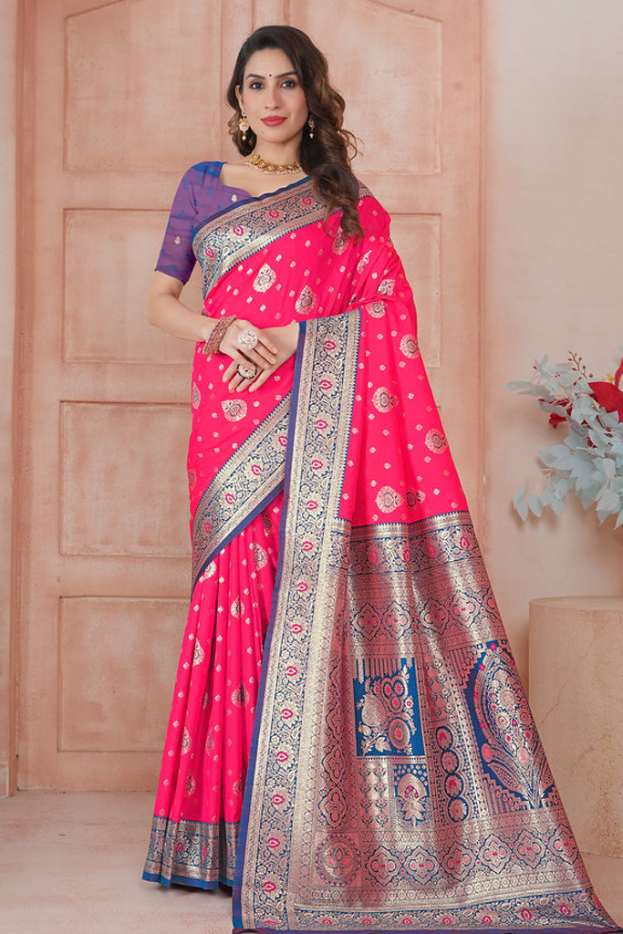 Pink Banarasi Silk Saree for Women – Traditional & Elegant Ethnic Wear