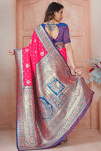 Pink Banarasi Silk Saree for Women – Traditional & Elegant Ethnic Wear