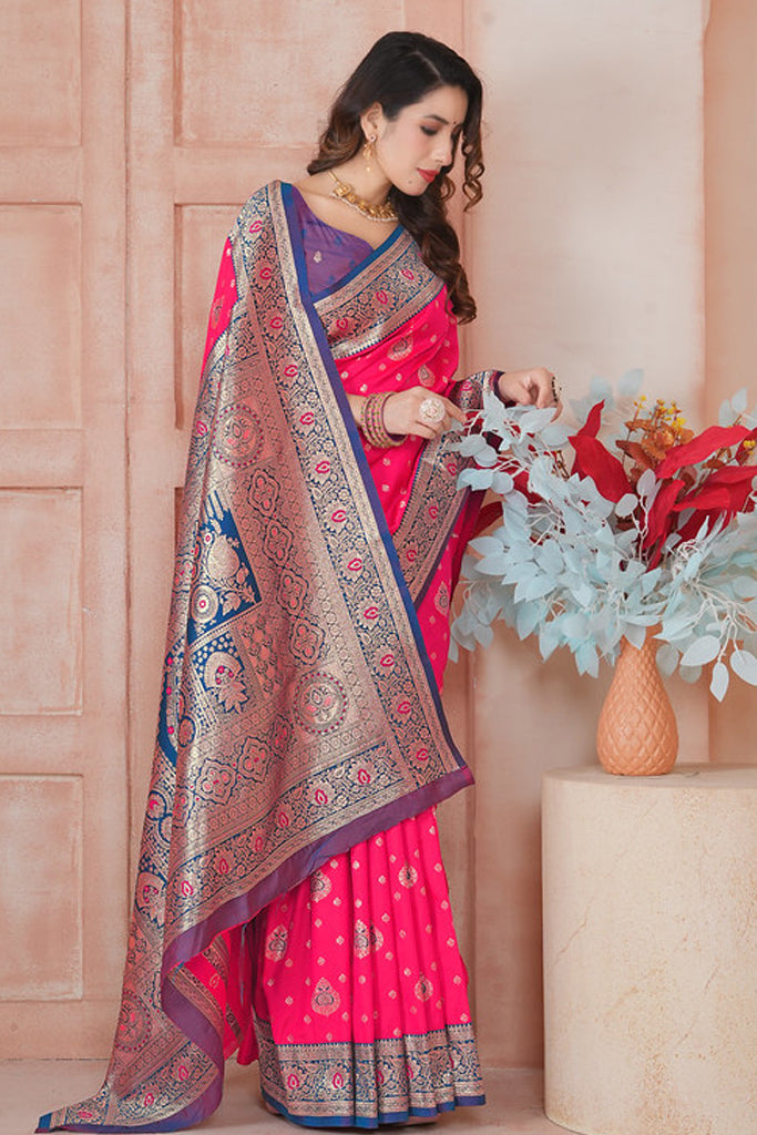 Pink Banarasi Silk Saree for Women – Traditional & Elegant Ethnic Wear