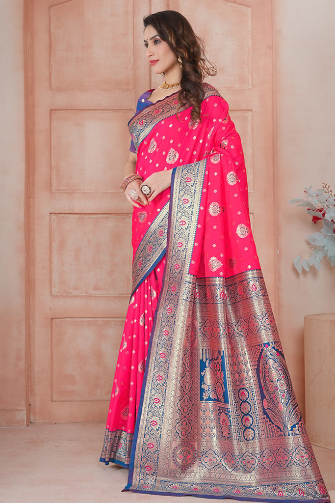Pink Banarasi Silk Saree for Women – Traditional & Elegant Ethnic Wear