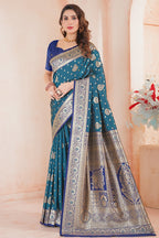 Rama Banarasi Silk Saree for Women – Traditional & Elegant Ethnic Wear